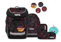ergobag Schulranzen-Set cubo Bundle Set TaekBärdo - Grau | Ergonomischer Schulrucksack Klassisch, 6-teilig, für die 1. Klasse Grundschule, ideal für den Schulstart