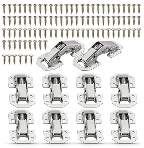 Ztolbriy Lot de 10 charnières pour placards avec 80 vis - Charnières de placard de cuisine à recouvrement complet - Charnières hydrauliques à fermeture douce pour placard de cuisine, chambre à coucher