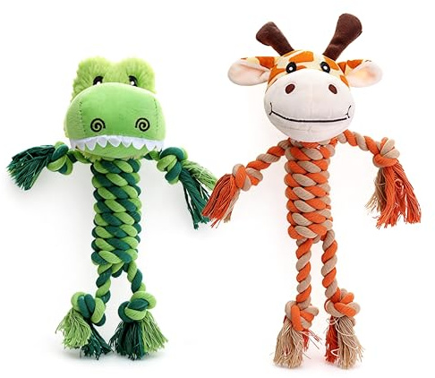 Potaroma Jouet Chien Corde Coton Crocodile Girafe à Tirer