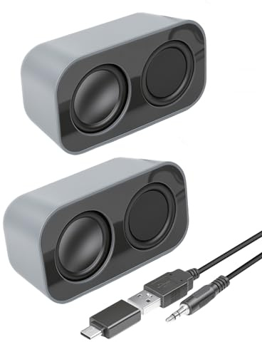 GELRHONR Mini altoparlante per PC, con connettore jack e controllo del volume, altoparlante USB con PC desktop, laptop, gaming, monitor, 1,2 m