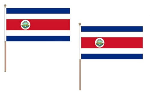 AZ FLAG STOCKFLAGGE Costa RICA 45x30cm mit holzmast - 10 stück KOSTARICANISCHE STOCKFAHNE 30 x 45 cm - flaggen