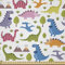 ABAKUHAUS Dino Microfaser Stoff als Meterware, Dinosaurier Bunte, Deko Basteln Polsterstoff Textilien, 2M (230x200cm), Grün Rosa