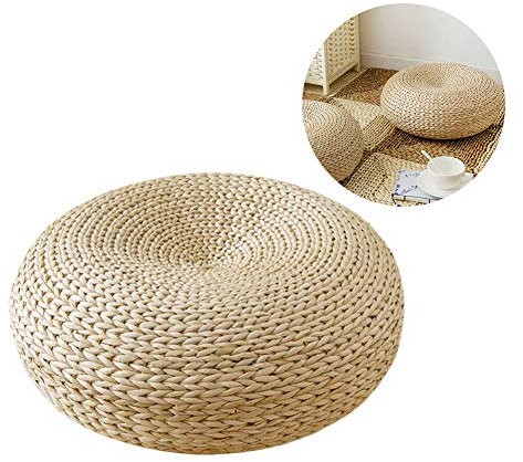 Macabolo Coussin de sol rond respirant en paille tissée