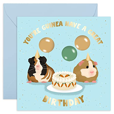 Central 23 - Niedliche Geburtstagskarte für Sie – „You're Guinea Have a Great Birthday“ – lustiges Design für Ihn – Meerschweinchen-Themen-Karte – kommt mit süßen Aufklebern.