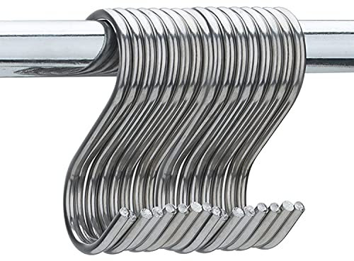 20 Pack S Haken Edelstahl - Belastbar bis 25kg - 11cm * 2.8mm Große S-Form Haken zum Aufhängen - für hängende Töpfe und Pfannen, Pflanzen, Kaffeetassen in Küche, Schlafzimmer, Bad, Büro und Garten