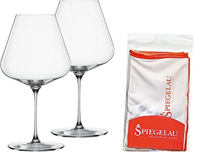 Spiegelau Definition Burgunderglas-Set 2-teilig mit Poliertuch, Rotweingläser (960 ml) und Mikrofaser-Glasreinigungstuch (50 x 64 cm), Kristallglas