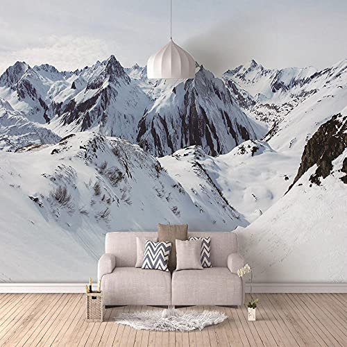 JXMFYY Papier Peint Panoramique Belle Vue Sur La Montagne Enneigée 350x256cm Murale Papier Peint Papier Peint Fond D'Écran 3D Personnalisé Mur De Fond Papier Peint Panoramique