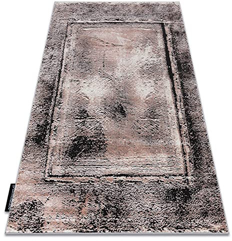 rugsx Modern DE Luxe Teppich für Wohnzimmer, Schlafzimmer, Rahmen Vintage - Strukturell grau/rosa 240x340 cm