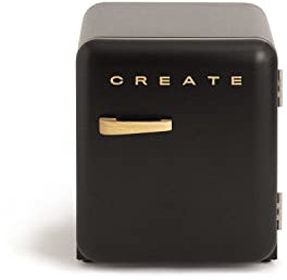 CREATE / RETRO FRIDGE 50 WOOD/Frigorífico negro maneta madera / 85W, minibar, un estante, diseño retro, 50 cm, dos repisas, capacidad de 48L, bajo consumo, 50x44x49,8 cm
