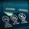 NO SMOKING OR VAPING, HOT FOOD, ALCOHOL Sign Car, Taxi, Coach Vinyl Decal Sticker (Silver)