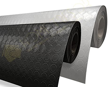 Home Tresor - Pavimento Tappeto in PVC Gommato, Pvc Bullonato, Rivestimento, Copri Pavimento, Lamina Multiuso Antiscivolo Flessibile Altezza cm. 100 (MT 1 X 6 GRIGIO)