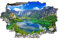 Berge 3D Wandtattoo I Wandbild Natur Wandaufkleber I Wandsticker Durchbruch Fluss Poster Fensterblick I Wand Deko Aufkleber für Wohnzimmer Schlafzimmer Küche Türaufkleber