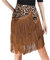 SEAUR Latein Tanzrock Damen Bauchtanz Hüfttuch Fransen Rock Ballsaal Rumba Cha Cha Samba Tanzkleid Braun Leopardenmuster