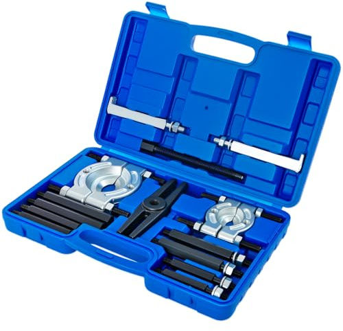 ATPEAM Juego de Extractor de Rodamientos Doble Disco de 14 Piezas, Extractor de Cojinetes, Poleas y Engranajes con Garras Interiores y Exteriores