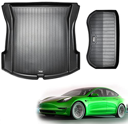 2befair Gummimatten Kofferraum Tesla Model 3 – Made in Germany, rutschfeste Schutzmatte für vorne & hinten, Allwetter-Kofferraummatten im Set (2 Matten), nachhaltiges Zubehör