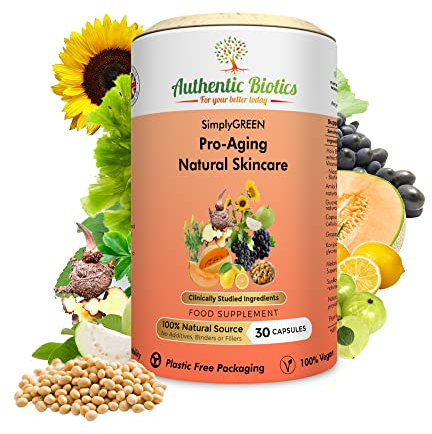 Authentic Biotics Vegan Collagen Booster – Konjac Root, Melon Extract (SOD) & Flavanols – Skin, Hair & Nail Support – 1 Month Supply – Plant-Based Supplement for Hydration, Firmness & Even Tone