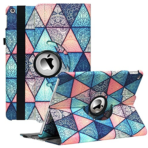 Funda Protectora para iPad (9ª generación) de 10,2 Pulgadas con Modo de suspensión, diseño de Flores cuadradas
