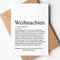 KAMEWI® Grußkarte WEIHNACHTEN Definition | Klappkarte mit Briefumschlag aus Kraftpapier | Weihnachtskarte Weihnachtspost Grußkarte Winterzeit Herzensmensch Nikolaus Nikolaustag Geschenkidee