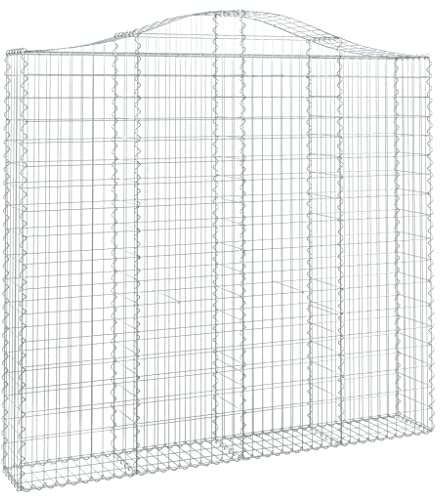 vidaXL 4X Arched Gabion Basket Cage Mesh Wire Stone Basket Outdoor Spiral Retaining Wall Planter Gardens 200x30x180/200 cm Galvanised Iron