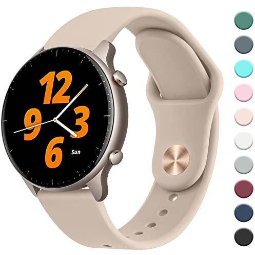 Mugust Armband Kompatibel mit Amazfit GTR 47mm / GTR 2 / GTR 2e / GTR 3 / GTR3 Pro/GTR 4 / Stratos 3 / Stratos 2, 22mm Neues Silikon Armband Sport Ersatz Uhrenarmband,Milchtee Farbe