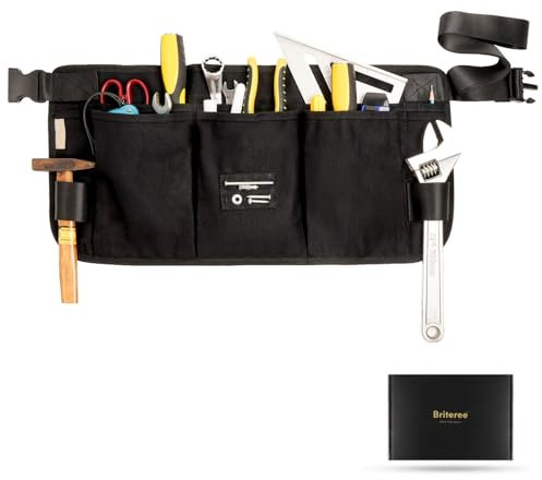 Briteree Taillen-Werkzeugschürze mit 18 Taschen, robuster Bauwerkzeuggürtel, Arbeitsschürze für Männer und Frauen, Taillengröße 71,1 cm bis 144,8 cm (Taille-Schwarz)