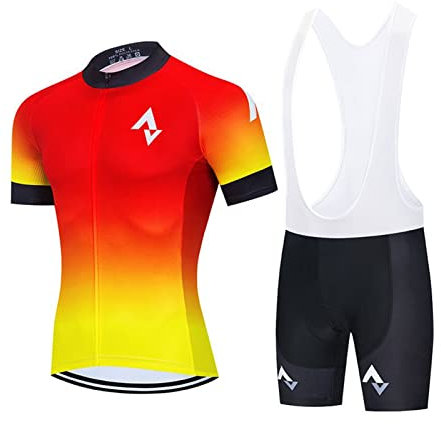 KAISUN Abbigliamento Ciclismo Set Uomo Estivo Professionale Completo Ciclismo + Salopette Imbottiti con Gel 9D Manica Corta Maglia Bici da Corsa (Color : Typ-7, Size : Large)