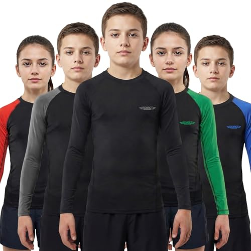 Exxact Sports Kids BJJ Rash Guard Long Sleeve (Black, YS)