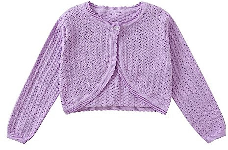 Yealoo Bolero Coprispalle Ragazze Bambina Schema dei Fori Cotone Bambine Cardigan Maniche Lunghe Girocollo