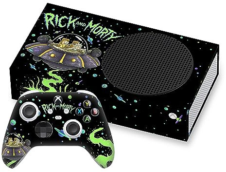 Head Case Designs Officially Licensed Rick And Morty The Space Cruiser Graphics Vinyl Sticker Gaming Skin Decal Cover Compatible With Xbox Series S Console and Controller Bundle