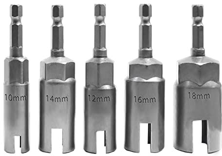 Saipor 5 PCS Power Wing Nut Driver Set with 1/4 Inch Hex Shank Slot Wing Nuts Drill Bit Socket Wrenches Tools Set for Panel Nuts Screws Eye C-Hook Bolt, Q-Hanger (10/12/14/16/18mm)
