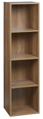 URBNLIVING Tier Wooden Bookcase Shelving Display Storage Shelf Unit Wood Shelves (Oak, 4 Shelf)
