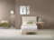 EVERGREENWEB Einzelbett aus Holzlatten mit Kopfteil und Bezug aus Stoff in Beige, einfach zu montieren, geeignet für Matratze 120 x 200 cm, Design Bett, Modell Paris