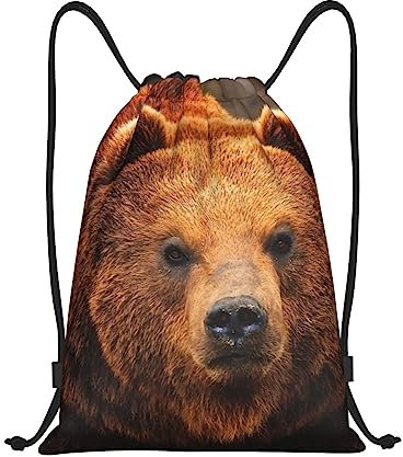 AABSTBFM Leichter Rucksack mit Kordelzug, Motiv: Paris Straßenszene, Eiffelturm, für Fitnessstudio, Reisen, Shopping, Schule und mehr, Grizzly Bear, S
