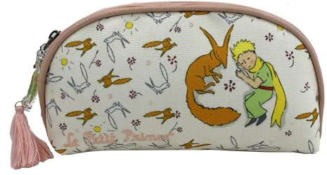Le Petit Prince Trousse de Toilette en Forme de Demi-Lune, Accessoire de Voyage, Couleur Beige, Produit Officiel, graines de Rose (CyP Brands), Beige, Trousse de Toilette