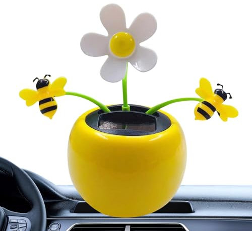 Anulely Figurines solaires dansantes, fleurs dansantes, fleurs solaires vacillantes, décoration de tableau de bord, pot de fleurs solaire pour voiture, bureau