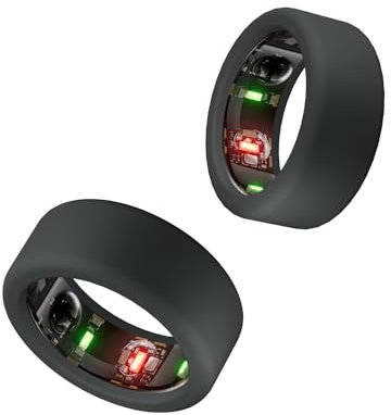 2 Stück Silikon-Ringabdeckung, kompatibel mit Oura Ringschutz, elastische Hülle für Oura Ring Gen 3 Workout (Schwarz + Schwarz, S für 6/7/8/9/10)