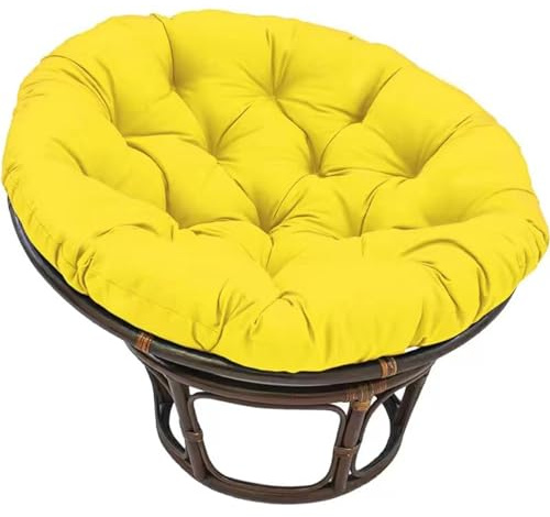 Papasansessel Hängesessel Kissen Stuhlkissen Papasansessel Sitzkissen Gartenmöbel Polster Hängekorb Sitzpolster Dicke Sitzauflagen für Rattanmöbel und Gartenstuhl Rund Kissen,Gelb,130*130cm