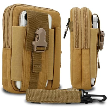 Cadorabo Taktische Handytasche in Uni BRAUN -Molle-EDC-Tasche kompatibel mit Samsung Galaxy S24 Ultra mit Schultergurt -Handyhalter, Militär Gürteltasche, Hüfttasche