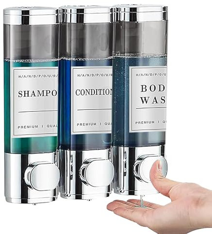 3PCS Refillable Shower Soap Dispenser Set:Shampoo and Conditioner Dispenser-Shampoo Dispenser Wall Mounted,Easy to Install, Reusable Soap Dispenser Bottles for Bathroom, Kitchen, and Hotel