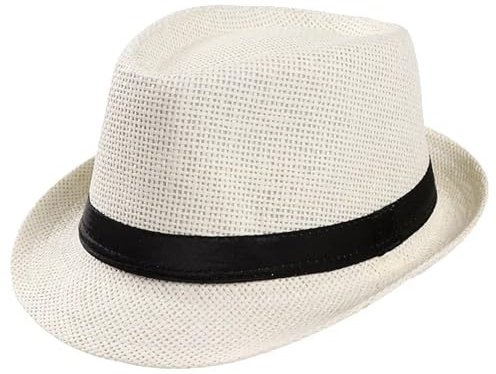 UALXPAO Sombrero De Paja Sombrero de Paja for el Sol Unisex, Gorra for la Playa, Sombrero for el Sol, Sombrero de Paja for Boda, Gorra for Hombre y Mujer con Cinta Negra L * 5(White)