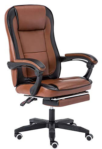 Ergonomischer Computerstuhl mit Taillenstütze, Drehstuhl, Gaming-Stuhl, höhenverstellbar, hohe Rückenlehne, Chefsessel für Büro, Konferenzraum, Braun / Schwarz