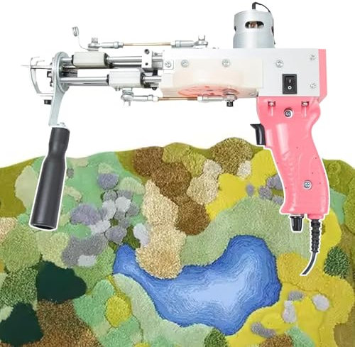 Starter-Set FüR Teppichtuftpistole– 8–16 Mm Teppichpistole FüR Schnitt- Und Schlingenflor,Elektrische Teppichtuftpistole Mit Geringer Vibration,Punch-Needle-Teppichset,TeppichtuftzubehöR,Pink