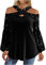 Off Shoulder Long Mesh Sleeve Sparkly Sequined Blouse Top Elegant Ladies Patchwork Shining Glitter Pullover Tunics Sparkly Party T Shirt Long Sleeve Casual Blouses for Women Sequin Tops for Women UK