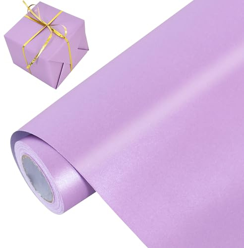 RIBBOOO Hellviolettes Geschenkpapier, reine Farbe, Perlen-Geschenkpapier, mattes Geschenkpapier, 43 cm x 10 m, geeignet für Geburtstag, Valentinstag, Abschlussfeier, Hochzeit, Kindertag