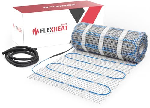 Adept Flexheat Premium Pro 100W/m2 Electric Underfloor Heating Mat Kit with Sticky Self Adhesive Backing, 12m2