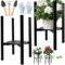 KIMIGO Set 2 Soporte para Plantas Ajustable,Soporte para Macetas de Metal Negro,Portamacetas con Guantes y Herramientas de Jardinería,para Macetas con un Diámetro Exterior de 8-12in