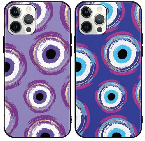 Phoona 2 Packs Art Eyes Pattern Phone Case for iPhone 12 Pro Max 6,7, Cute Aesthetic Design Print Funda with TPU Slim Liquid Silicone Protection Shockproof Soft Cover for Women Girls