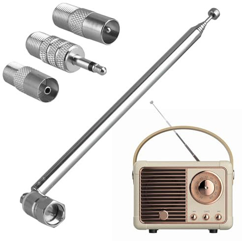 Fm Aerial for Hifi,1 PCS Radio Aerial Antenna 75 Ohm with 3PCS 3 Adapters,Telescopic DAB FM Radio Aerial Antenna,Adapter for Table Top Radio HiFi AV Stereo Receiver