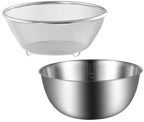 SECFOU 1juego Colador De Acero Inoxidable Bowl Escurridor De Malla Fina Para Cocina Para Pasta Frutas y Verduras