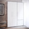 Forte Jupiter Kleiderschrank 140 150, Schrank mit 3 Türen und 3 Schubladen, Holzwerkstoff, Weiß/Betonoptik Lichtgrau, 144,4 cm breit, 200 cm hoch, 53 cm tief
